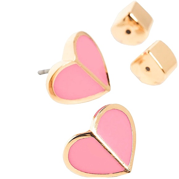 Kate Spade ♠️ Heritage Spade it Heart Studs Earrings in Flamingo Pink - Picture 9 of 10